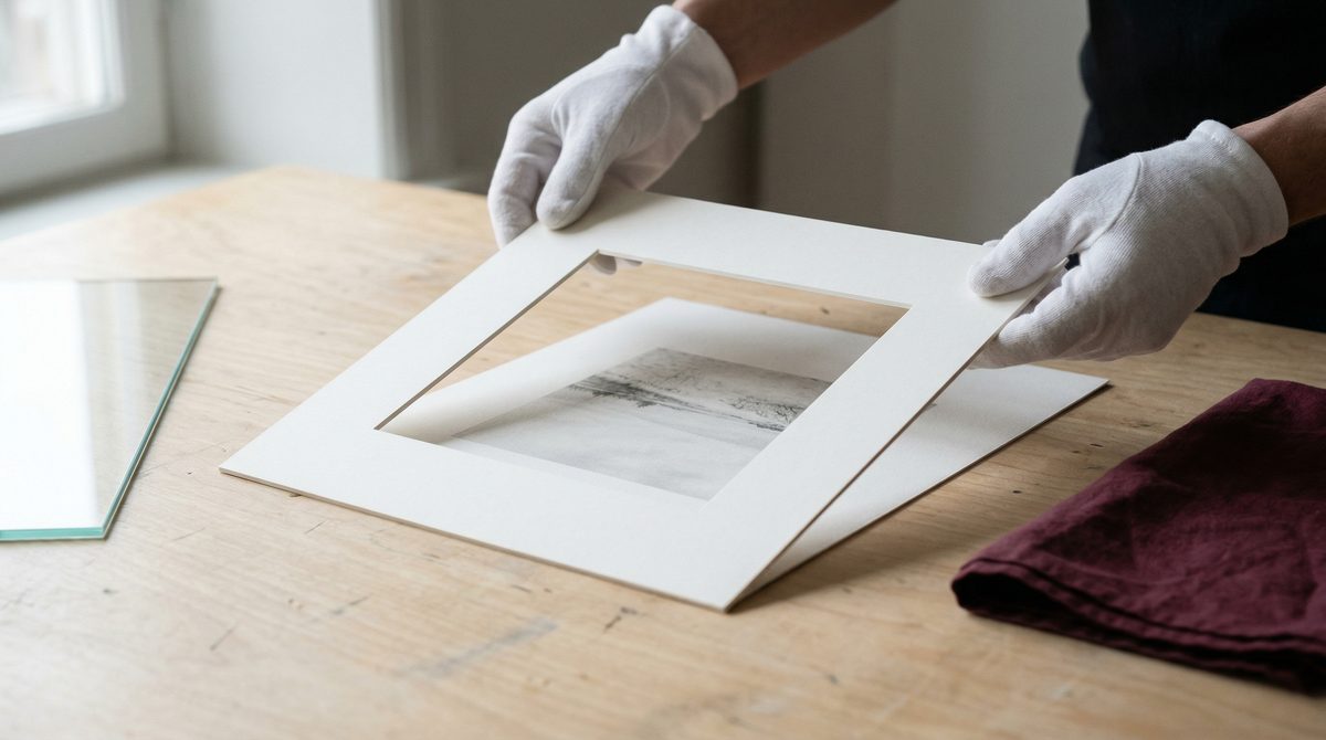 Syrafri passepartout av arkivkvalitet sänks ned över ett fine art-print