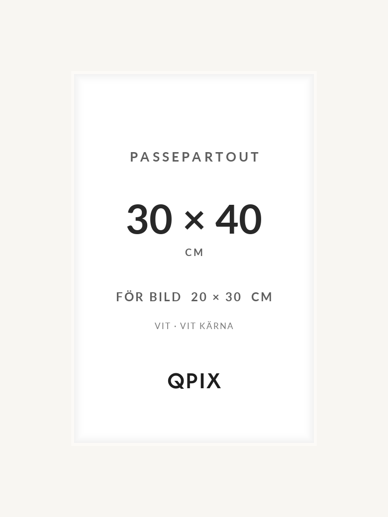 Passepartout Vit med vit kärna 30×40