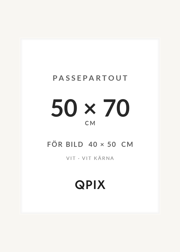 Passepartout Vit med vit kärna 50×70
