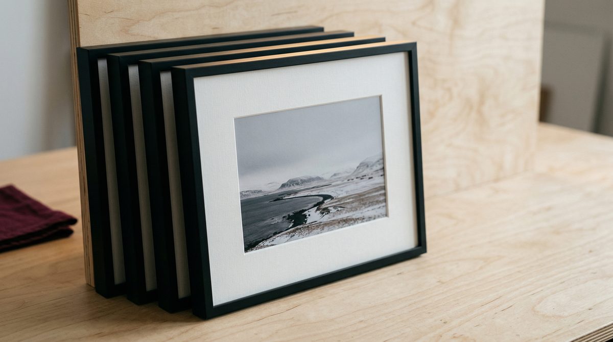 Standardinramning — staplade aluminiumramar i fasta mått